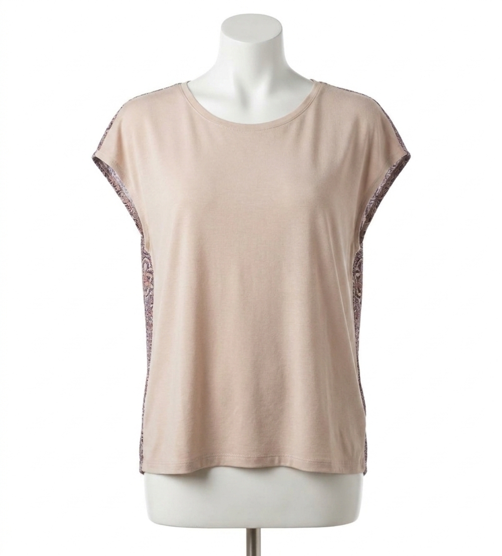 NEW MYSTREE modal top with criss cross back in light taupe